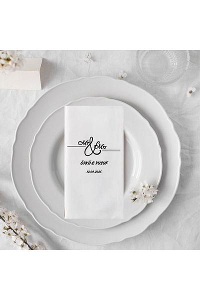 KITE TASARIM 20 Pieces Printed Promise Wedding Engagement Birthday Napkin - Special Day Presentation Napkin