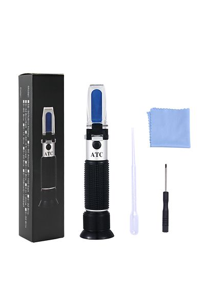 yieryi Carton Box Handheld 0-100% Salinity Aquarium ATC Refractometer 1.000-1.070SG Salinity Seawater Salin