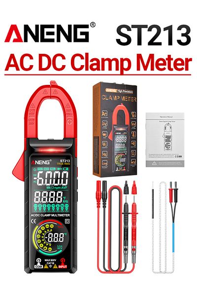 ANENG ST213 Red(box) ANENG ST213 Clamp Meter VA Reverse Color Display Screen Multimeter CAT III 6000 Count