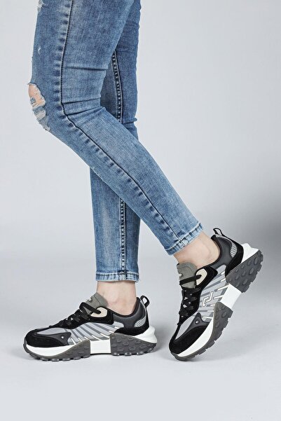 Jump 29092 Siyah - Somon Pembe Kadın Sneaker Günlük Spor Ayakkabı