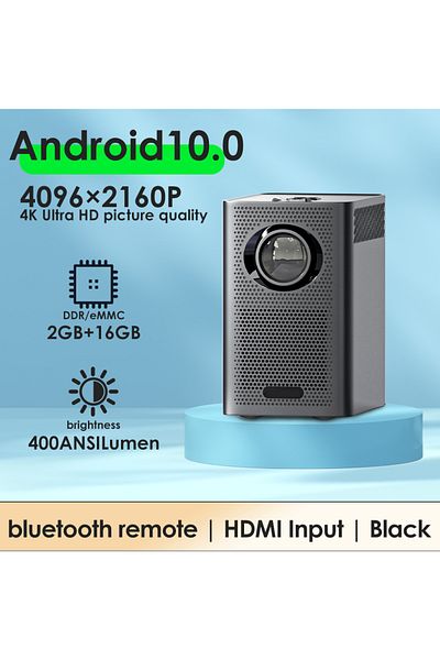 Choice Eu plug black HONGTOP S30MAX Android Wifi 4k Smart Portable Projector with WiFi and Bluetooth Pocket