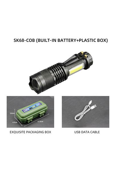 Choice Sk68 Mini Flashlight Mini Xpe Cob Lamp Bead Led Flashlight Use Rechargeable Double Light Source Emer