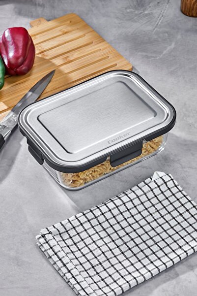 Cooker 1500 ml Glass Storage Container - Stainless, Leakproof, Food Preserver with Steel Lid