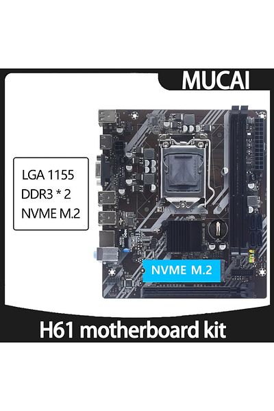 MUCAI Motherboards H61 Motherboard Lga 1155 Kit Compatible With Intel Core Cpus 2nd And 3rd Generati