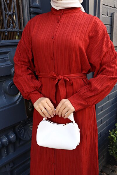 modessia ΓΥΝΑΙΚΕΙΟ Κρεμίτι Μακρύ Χιτζάμπ Φόρεμα με Ζώνη Lara