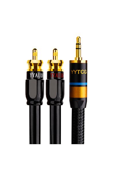 Choice كابل صوت HiFi 3.5 مم إلى 2rca بطول 0.5 متر لمكبرات الصوت MP3 MP4 والكمبيوتر الشخصي والهاتف ومكبرات الصوت ومكبرات الصوت 4N