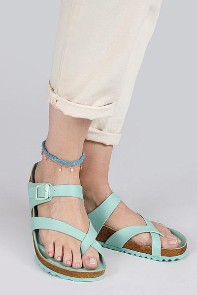 Jump 50008 Single Buckle Light Green Women's Flip Flops