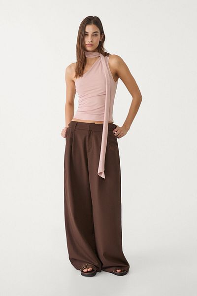 Stradivarius Asymmetric tulle top with scarf