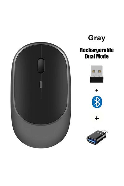 congdi Dark Grey-B Wireless Mouse Rechargeable Mouse Dual Modes Bluetooth-compatible 2.4G USB Mute Mice For