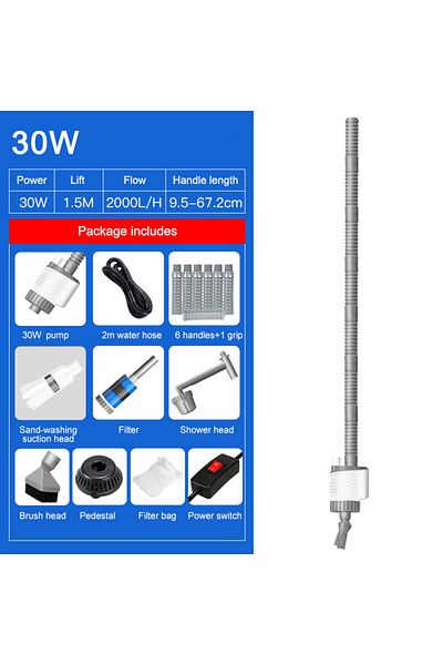 TUNFAN 30W set Aquarium Water Change Pump Electric Fish Tank Cleaning Tool Vacuum Water Changer Gravel Clea