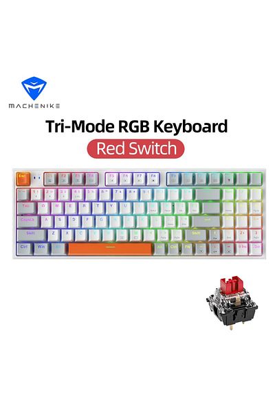 Choice لوحة مفاتيح ميكانيكية لاسلكية من Red Switch Machenike K500W قابلة للتبديل السريع ثلاثية الأوضاع 94 مفتاحًا بإضاءة خلفية RGB للألعاب