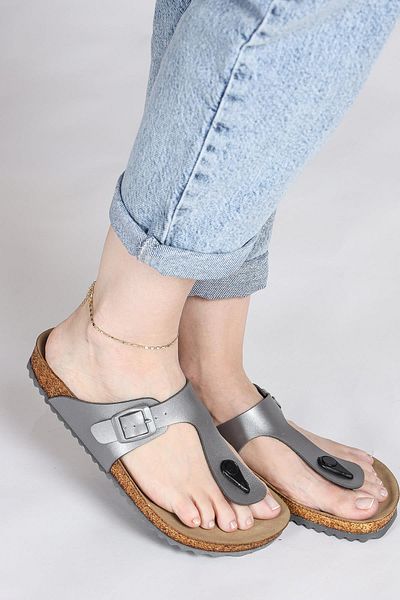 Jump 50005 Single Buckle Silver Color Women's Flip Flops