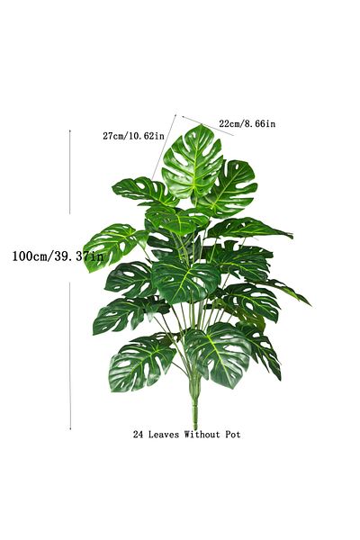 Choice 100cm 24 Leaves 70-100cm Artificial Monstera Tree Fake Palm Plants Plastic Turtle Leafs Tropical Lan