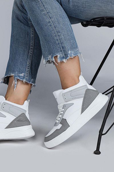 Jump 29100 High Top Gray - White Women's Sneaker Casual Sneakers