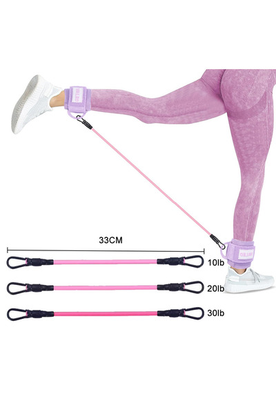 Choice مجموعة أشرطة المقاومة LOOGDEEL ذات الحبل الوردي وأشرطة الكاحل ودعم القدم القابل للتعديل وأساور مبطنة لوزن الكاحل