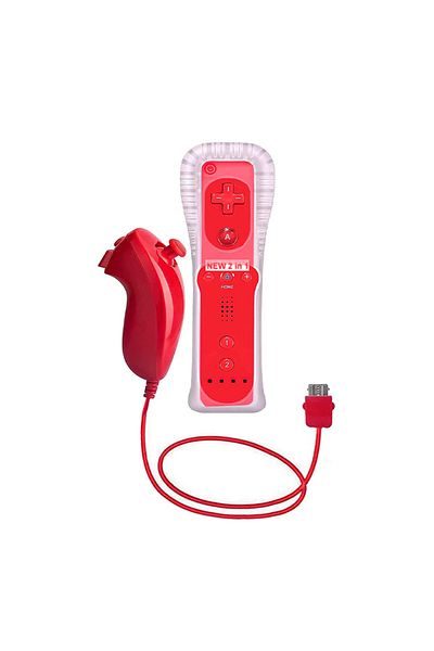 NVPONE Red 1 pair with Nunchuck Controller Set Motion Plus Remote Controller Wii Remote Controller Gamepad