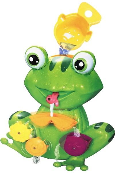 Salamandra Bath Toy Set: Watermill Frog, with suction cup and 5 water cups