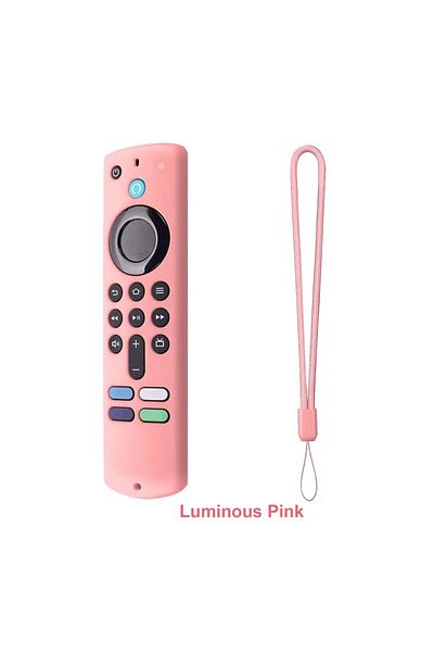 Choice غطاء حماية سيليكون وردي مضيء لجهاز التحكم عن بعد لجهاز Fire Stick 4k Max/جهاز التحكم عن بعد لجهاز Fire TV من الجيل الثالث Gl
