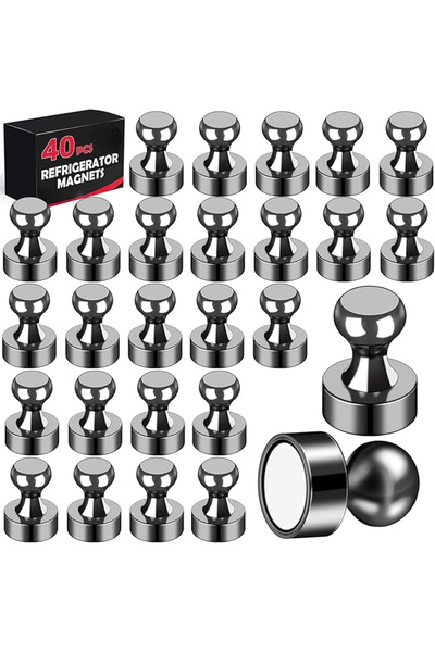 Choice 12x16mm 40Pcs Black Black Neodymium Magnetic Push Pins - Strong Refrig...