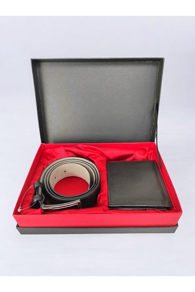 UCCELLO Special Gift Boxed Set of 2 Gift Stylish Faux Leather Men's Jeans Belt Wallet Set