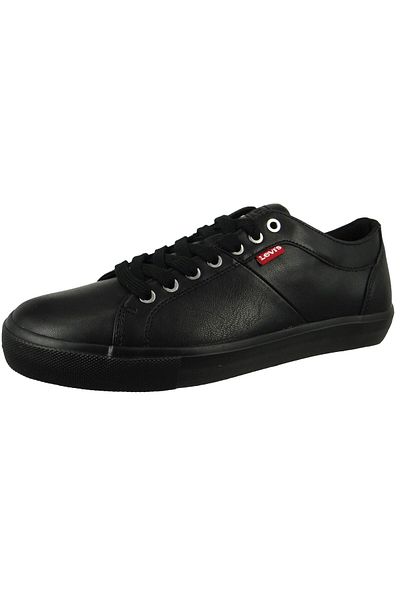 Levi's Herren Low Sneaker Woodward 231571-794 Schwarz 60 Brilliant Black Kunstleder mit Recycletem Ortholite