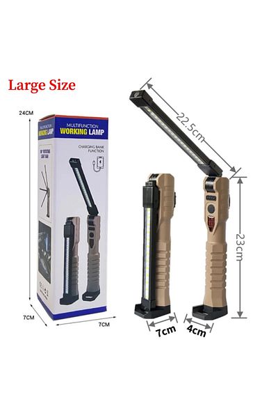 JONCELY Large Size Begie Folding Cob Xpe Led Work Light Handheld Flashlight With Built-in Battery Lamp Torch