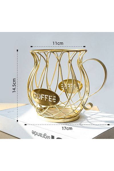 Choice teapot Gold Large Capacity Coffee Pod Organizer Holder for Kitchen Countertop Convenient Stylish Sto