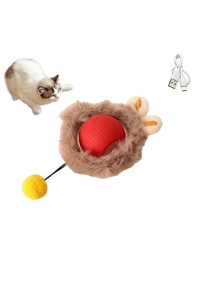 Choice 1PC Red Plush 1/2PCS Interactive Cat Toys Ball Auto Electric Rolling Ball Toys for Cats/Kitty Pets S