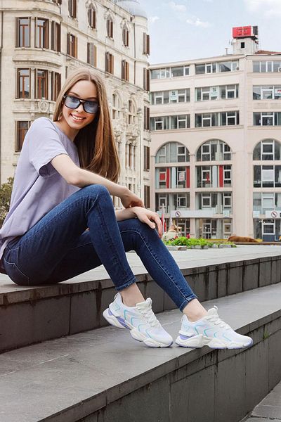 Jump 29907 Phlon Light Sole Lace-Up Women's Sports Shoes WHITE