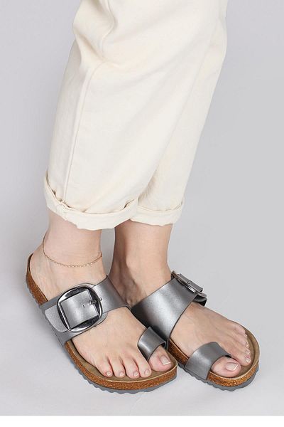 Jump 50012 Single Buckle Silver Color Women's Flip Flops