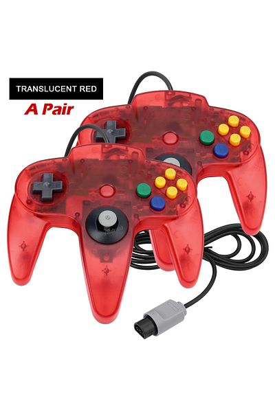 Choice Transparent Red 2PCS/Pair Wired Gamepad For N64 Wired Joypad Controller for N64 Classic Joystick Ret