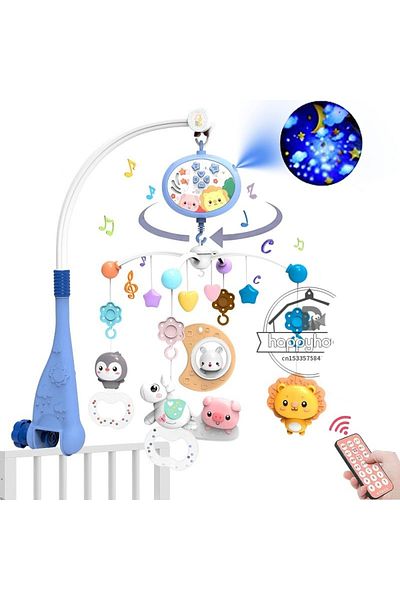 Choice ET0732-blue Baby Crib Mobile with Lights Music  Projection for Infants 0-6 Months Remote Control Cri