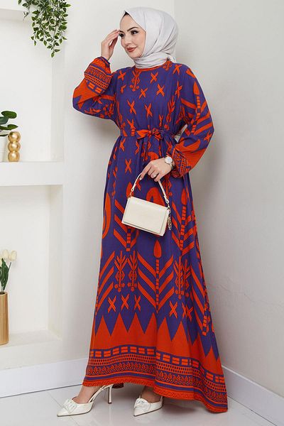 hafsamina ΜΩΒ Καλοκαιρινό φόρεμα βισκόζης με φρέσκο ​​σχέδιο