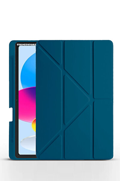 TEKNETSTORE Ipad (A16) 11. Nesil 2025 11 ınç Kılıf Kalem Bölmeli Trifolding Standlı Uyku Modlu Silikon Kapak