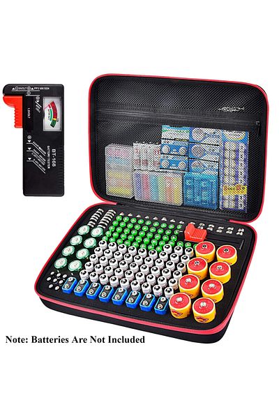 Choice L black Battery Organizer Storage Holder Case Box with Tester Checker BT-168. Holds 225 Batteries AA
