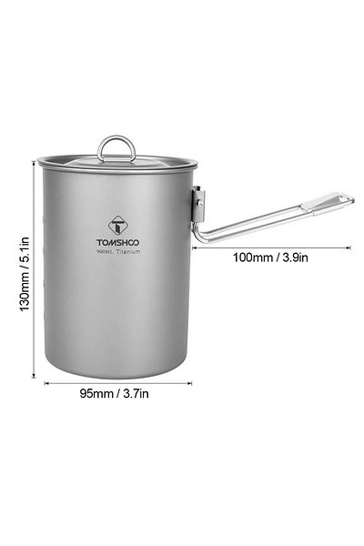 TOMSHOO 900ml 900ml Titanium Pot W Lid Folding Handle Portable Cookware Outdoor Camping Hiking Picni