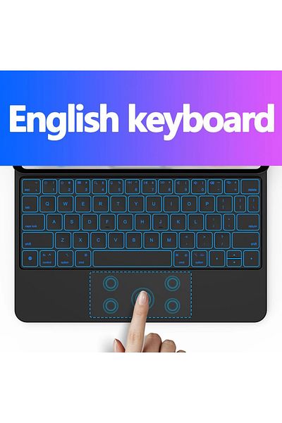 GOOJODOQ Pro 12.9 inch English Black Magic Keyboard for iPad Air 6 2024 Case for iPad Pro 13 Inch Pro 11 2024