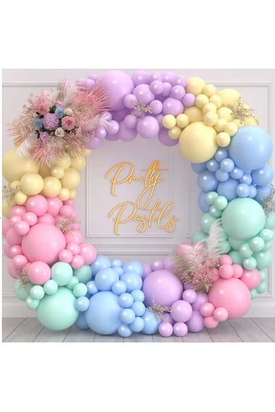 Balon marketi 152 Pieces Pastel Balloon Chain Kit Mixed Sizes Balloon Chain Balloon Tape