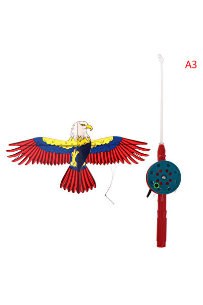 Choice طائرة ورقية صغيرة من البلاستيك للأطفال برسوم كرتونية A3 + قضيب صيد بمك...