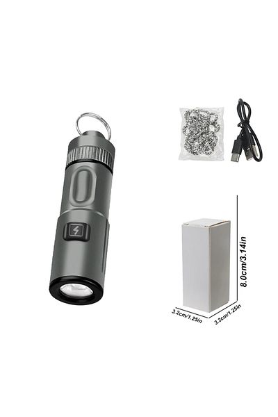 Choice Grey color 1000LM MINI Portable LED Flashlight USB Rechargeable Torch with Necklace Keychain Flashli