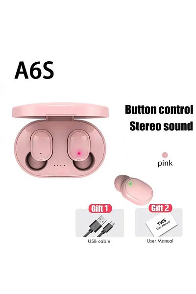 EOENKK Pink TWS A6S Headset Wireless Earphones Bluetooth Headphones Sport Stereo Fone Bluetooth Earbuds for