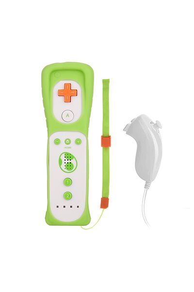 NVPONE Green white 1 pair with Nunchuck Controller Set Motion Plus Remote Controller Wii Remote Controller