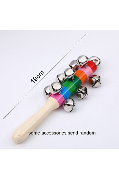 Choice Red 1pcs Colorful Rainbow Hand Held Bell Stick Wooden Discussion Musical Toy for Adult KTV Party Kid