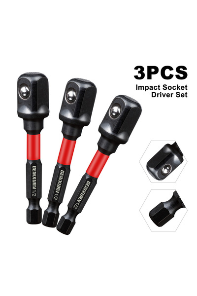 choice2 مجموعة مفكات صدمية من جينكسورن، 3 قطع، مقاس 1/2 بوصة، مع لقمة تمديد 3...