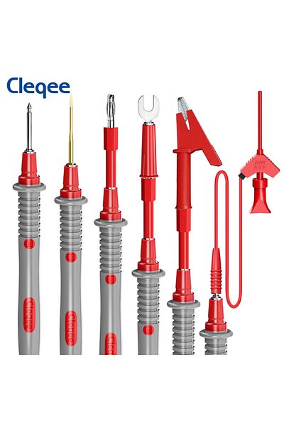 CLEQEE P1503E 21pcs Multimeter Test Leads Kits with Replaceable Needle Probes Alligator Clip 4mm ...