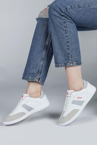 Jump 29967 White - Gray Women's Sneaker Casual Sneakers