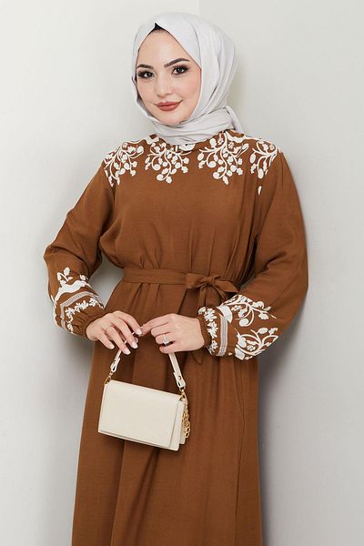 hafsamina Viscose Dress - Minel Tan Hm2684