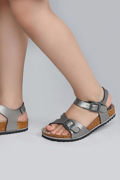 Jump 50024 Sandale pentru copii unisex cu cataramă dublă de culoare argintie