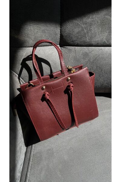 Cosy Bag Stylish Mother's Day Gift Women's Knotted Hand & Shoulder Bag Mini City Bag Claret Red