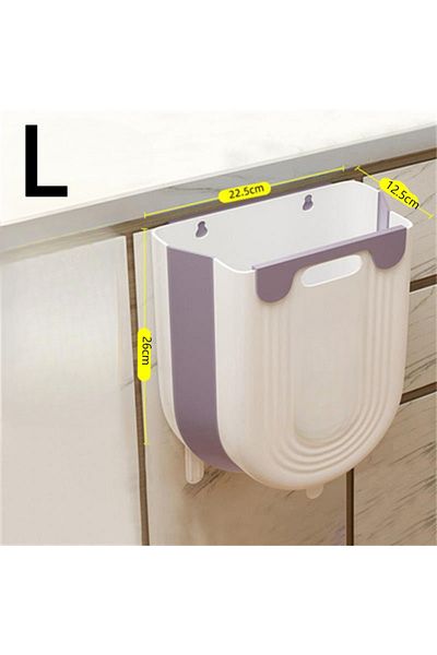 Choice Purple-L S/L Kitchen Folding Hanging Trash Can Home Bathroom Cabinet Wall Mounted Trash Can Kitchen